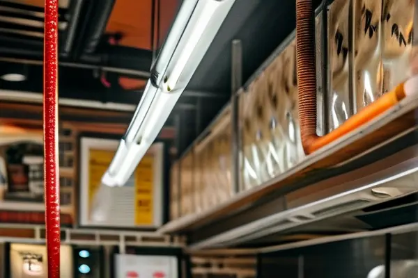 餐飲店裝修施工現(xiàn)場展示消防設(shè)施安裝過程