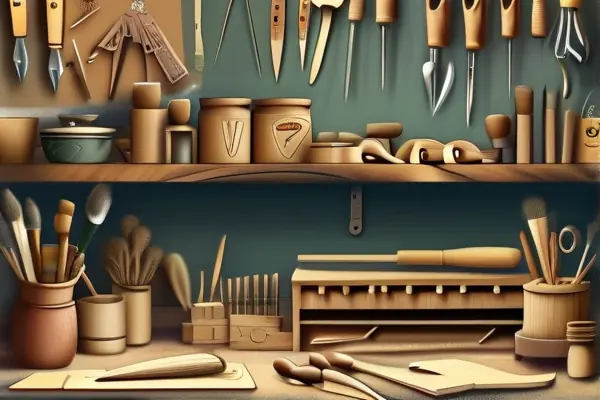 手工藝人制作木質(zhì)工藝品的場景