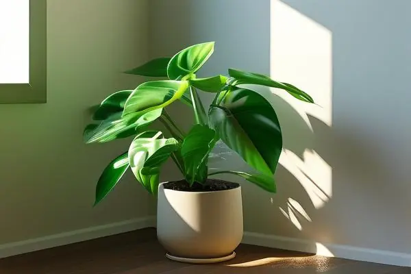 茂盛的綠蘿在室內(nèi)陰涼處生長良好