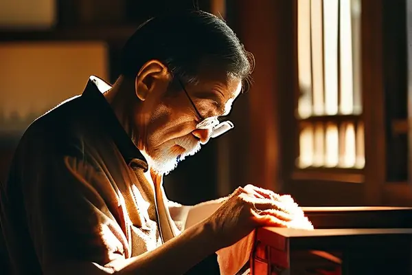 專業師傅演示紅木家具保養過程