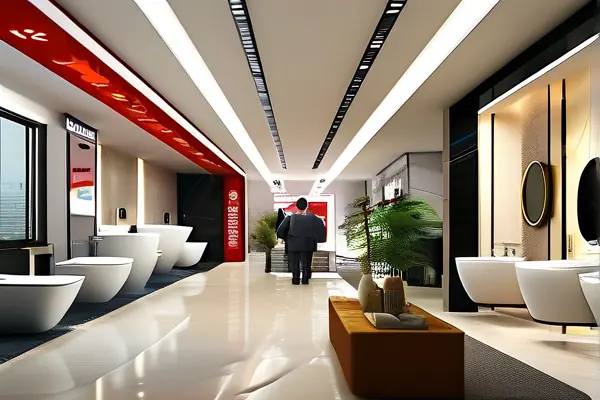 潔具加盟店產(chǎn)品展示與客戶咨詢場景