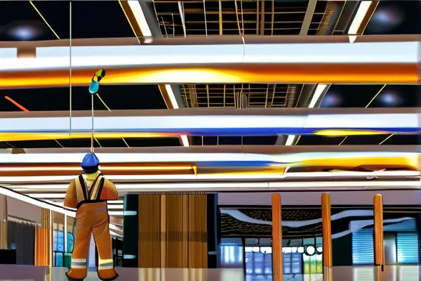 商場裝修電線鋪設施工現場