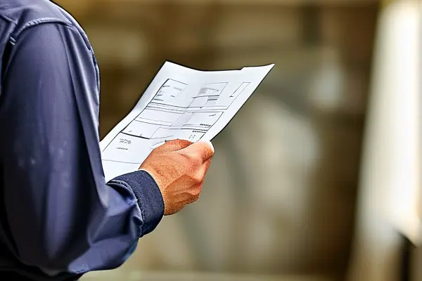 業主與裝修工人核對驗收單