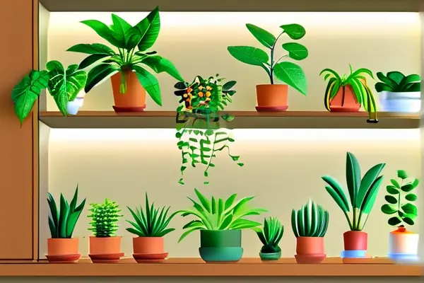 室內(nèi)擺放多種凈化植物的客廳場(chǎng)景