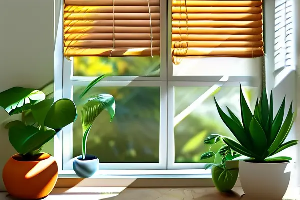 新居室內(nèi)擺放綠植和活性炭除甲醛
