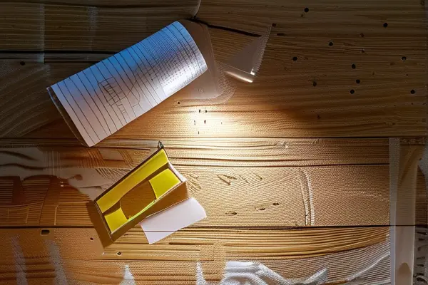 業主正在用強光手電檢查木地板安裝質量