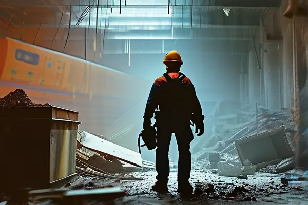 工人正在安全拆除ktv內部結構