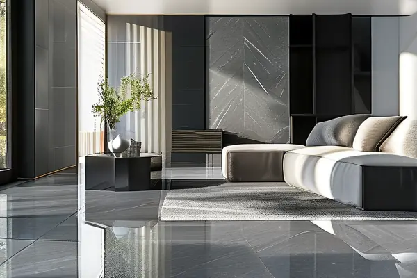 現代家居客廳磁磚鋪設效果展示