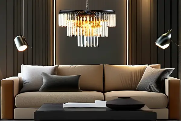 現代家居客廳燈具搭配效果圖