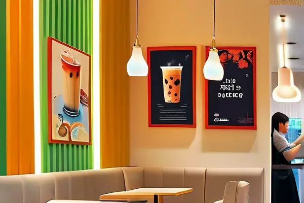 現代風格奶茶店內部裝修效果圖