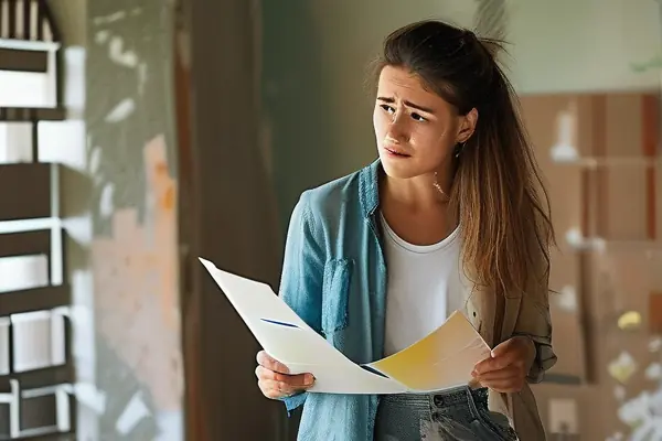 年輕夫婦在裝修現場討論設計方案